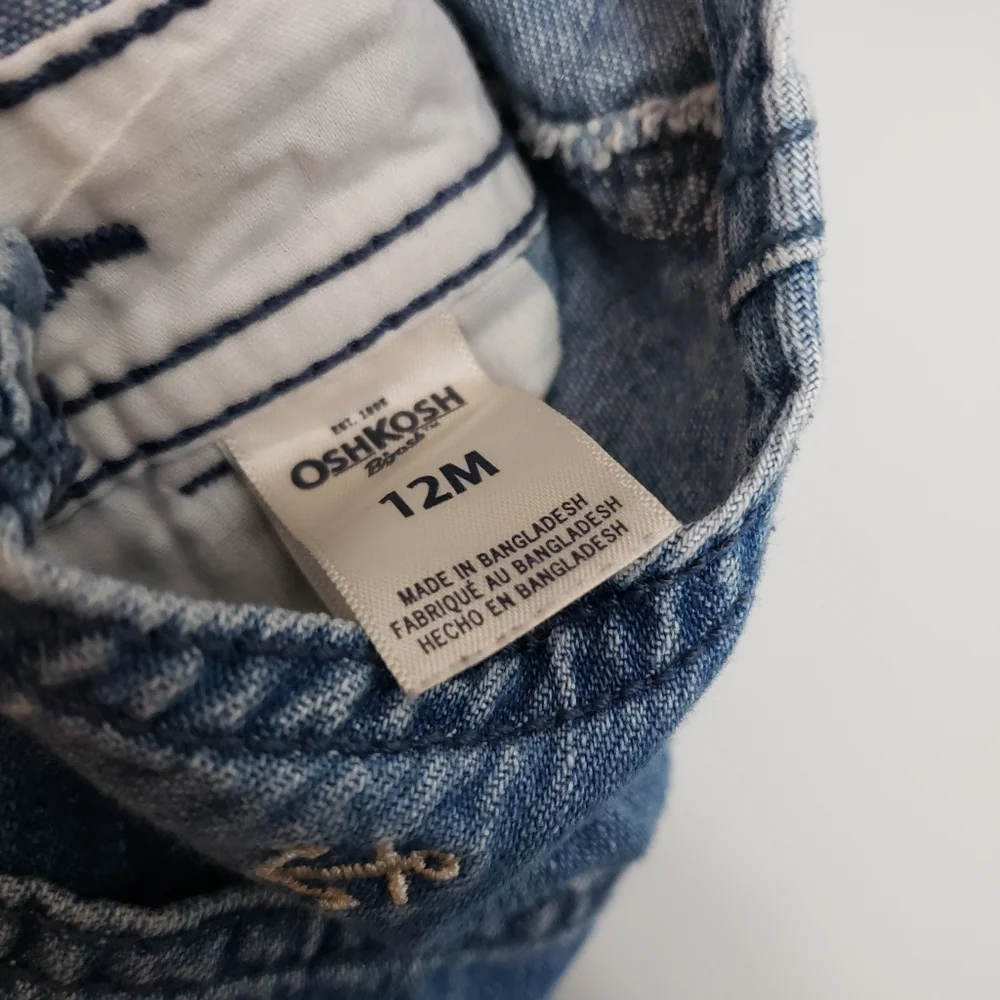 Osh Kosh 12 Months Baby Anchor Denim Jean Shortalls